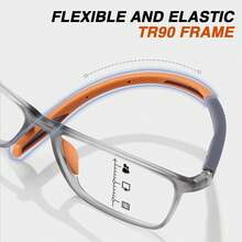 3Pcs Progressive Multifocal Reading Glasses, Rectangular Frame Ombre Color, Frosted Texture Temples, Unisex Reading Glasses - Gray+Orange+Red - View 4
