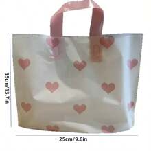 20pcs/Frosted Thickened Shopping Bag, Shopping Mall Clothing Bag, Pink Heart-Shaped Simple Hand-Held Shopping Bag, Shoe Box Bag