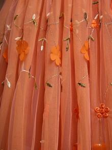 Strapless A-Line Wedding Dress With Embroidered Lace And Tie Details - Burnt Orange - View 11