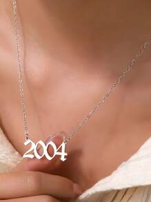 1pc Punk Stainless Steel Arabic Number 1980-2025 Year Pendant Necklace, Suitable For Men And Women, Birthday Gift For Family, Girlfriend, Best Friend
