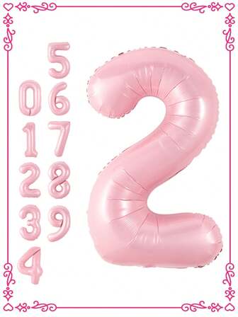 1 个 40 英寸粉色数字铝箔氦气球，适用于生日派对、周年纪念、公主主题派对装饰夏季礼物婚礼海滩返校学校用品房间装饰