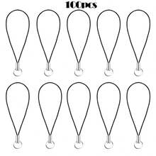 100 piezas de Cordón de teléfono negro con anillos divididos plateados | Versátiles para teléfonos celulares, USB, MP3, llaveros y proyectos DIY - Negro - Ver 8