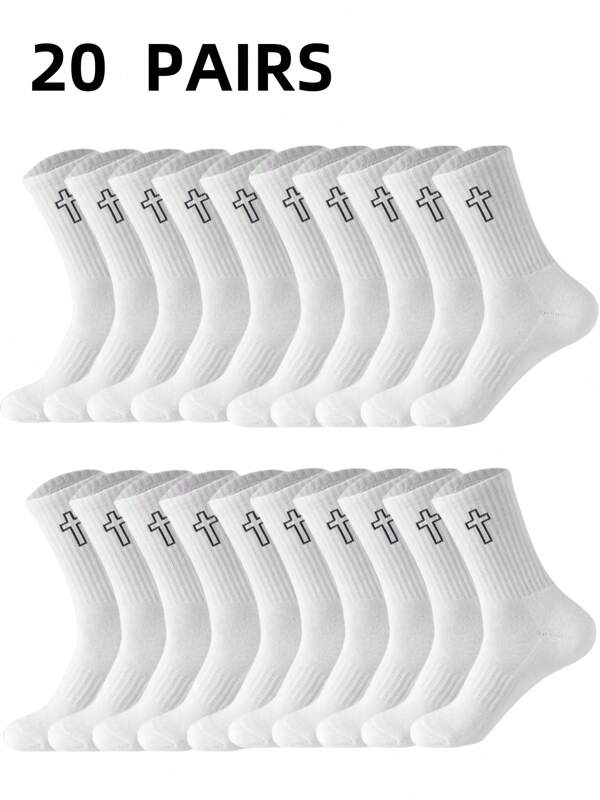 10 Pairs Unisex Mid-Calf Socks, Suitable For Daily Wear