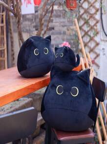 1 pieza Almohada decorativa adorable y linda en forma de gato, cojín de peluche de gato negro, muñeco de peluche de gatito, regalo de decoración del hogar para amigos