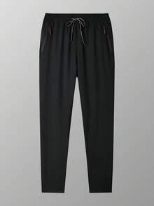 （春夏）大码男士运动裤，宽松休闲跑步训练长裤，适合春秋季 - 黑色 - 查看 4