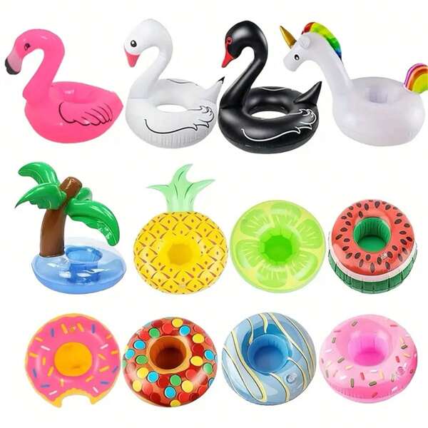 10pcs Inflatable Cup Holders, Cup Coasters, Drink Floats, Inflatable Drink Holders For Pool Party And Outdoor Activities, Beach Essentials, Beach Accessories