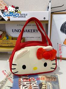 Sanrio 1 geantă de mână Sanrio Hello Kitty, geantă de depozitare cu fundă 3D roșie, geantă de cosmetice, potrivită pentru ieșiri zilnice, depozitarea cosmeticelor, întâlniri cu prietenele și un cadou ideal