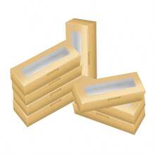 20 caixas de presente de papel kraft com janelas transparentes, 2 cores disponíveis, adequadas para embalagens de macaron, artigos para festas, caixas de presente - Multicolorido - Ver 4