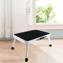 Vandise Heavy Duty Steel Step Stool Ladder - Foldable Compact Portable Platform Ladder With Non-Slip Pads For Adults & Kids - Multi-Functional Small Stool For Kitchen Bathroom Camping Office (Can Sit On) | Adjustable Steel Step Stool | Folding Metal Ladder With Anti-Slip Surface | Compact Multi-Purpose Stool For Home Use - White - View 10