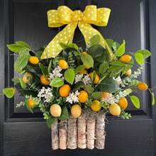 1pc24" Lavender Wreath With Berries & Butterflies - All Season Indoor/ Outdoor Door Decor For Spring Weddings, Mothers Day Gifts, Rustic Farmhouse Wall & Window Hanging, Patriotic Wreath For The Front Door On July 4th, Wedding Season