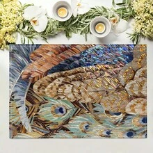 1/4/6 piezas Manteles individuales lavables de lino con estampados, salvamanteles protectores para mesa de interior y exterior, adecuados para vacaciones, fiestas, cocina