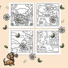 Libro para colorear pequeño y adorable de fácil coloreo para adultos - Arte relajante para relajarse con páginas de papel grueso, ilustraciones adorables de osos y postres, regalo perfecto para el Día de la Madre, Día del Padre, cumpleaños y fiestas, tiempo libre creativo | Tema de oso lindo | Ilustraciones audaces, libro, regreso a la escuela, útiles escolares - Una pieza - Ver 4