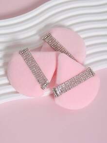 20件/8件/4件套三角形植绒化妆海绵，质地柔软蓬松，适用于面部和身体，多功能化妆美容工具组合 - 粉色 - 查看 4