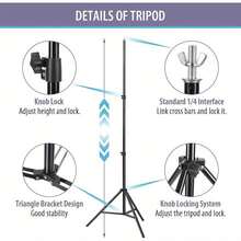 Adjustable Backdrop Stand Kit - 2x3m (6.5x9.8ft) Photography Background Support System With Carrying Bag And 4 Clamps – Perfect For Photo Studio, Video Shoots, And Professional Photography Setup - 6.5 * 9.8ft - View 3