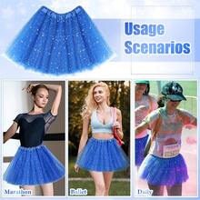 3件套女士LED芭蕾舞裙，发光芭蕾舞裙，LED蓬蓬裙，多层薄纱亮片芭蕾舞裙，适合女性参加各种派对，如万圣节、圣诞节、新年、狂欢节（不含电池）