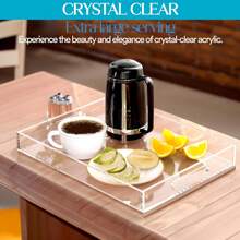1 Stück transparenter, eleganter, moderner, rechteckiger Acryl Präsentations-Tablett mit Griff für Lebensmittel, Obst, Kosmetik, Parfüm und Frühstücks-Aufbewahrung, geeignet für alle Anlässe
