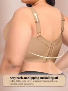 Wedisco MIMILEMON Plus Size Seamless Black Bra, Smooth Minimalist Wide Strap Comfortable Lift And Support Bra - Coffee Brown - View 8