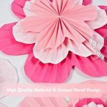 9 piezas- Decoraciones de papel, Set de 9 - Decoraciones colgantes de flores rosas, abanicos de fiesta y fondos florales para bodas, cumpleaños, decoración interior de sala de estar y dormitorio