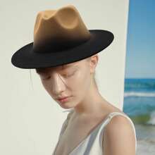 JEWELRYWE Two-Tone Fedora Hats For Men And Women, Gradient Classic Felt Panama Hat