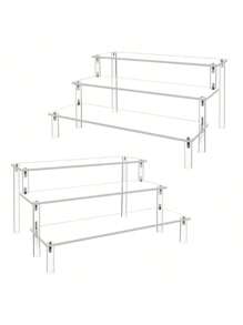 1 szt. 4-poziomowe akrylowe podstawki ekspozycyjne, konieczne zerwanie folii, przezroczysty stojak ekspozycyjny na babeczki, 3-poziomowy, z półkami, do przechowywania jedzenia, deserów, perfum, organizerów, mały mini stojak ekspozycyjny do organizera i dekoracji