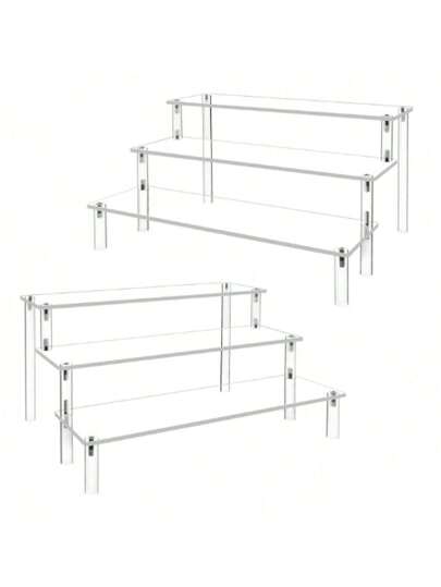 1pc 4 Tier Acrylic Display Risers, Need To Tear Off The Film, Clear Shelf 3 Tier Cupcake Display Stand Steps For Food Desserts Stand Perfume Organizer Collections, Small Mini Display Stand For Organizer And Decoration