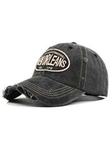 1 pièce Casquette de baseball unisexe à la mode, multi-couleurs, avec lettre "New Orleans" brodée, effet délavé. Adapté pour l'extérieur, la rue, les sports, les voyages, la rentrée scolaire, l'usage quotidien