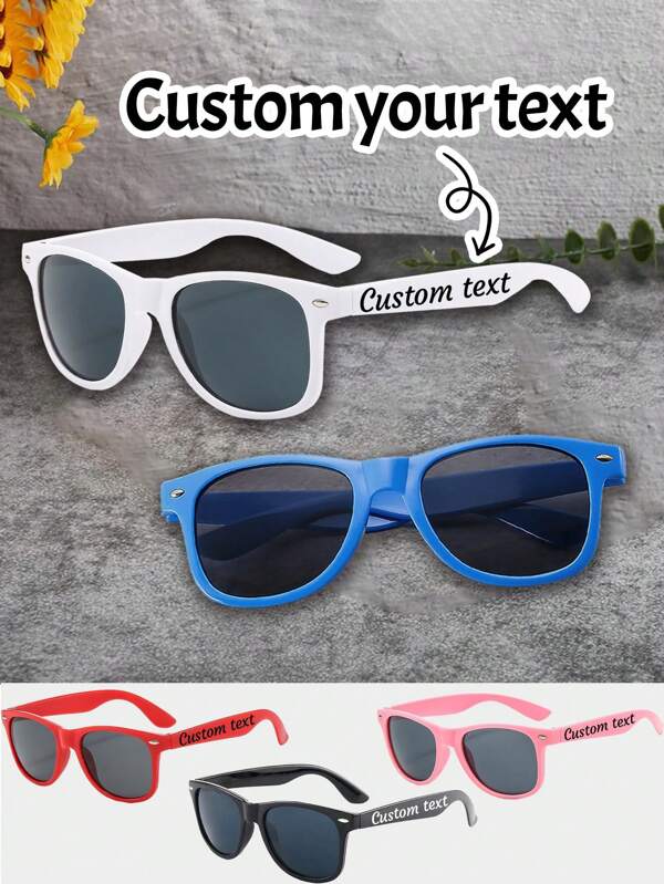 LICVIC 1/2pcs Custom Text Glasses, Personalized Name Fashion Glasses, Customized Glasses Over Glasses Girl, Customizable Text Glasses, Girl Polarized Glasses, Black/White/Red/Pink/Blue, Outdoor, Travel, Beach Accessories, Suitable For Birthday Gifts, Bachelorette Party, Wedding Favors, Ideas Gifts For Boy, Girl, Friends, Kids, Besties, Kids Sunglasses, Warm Ambience,Kids,Gala Night