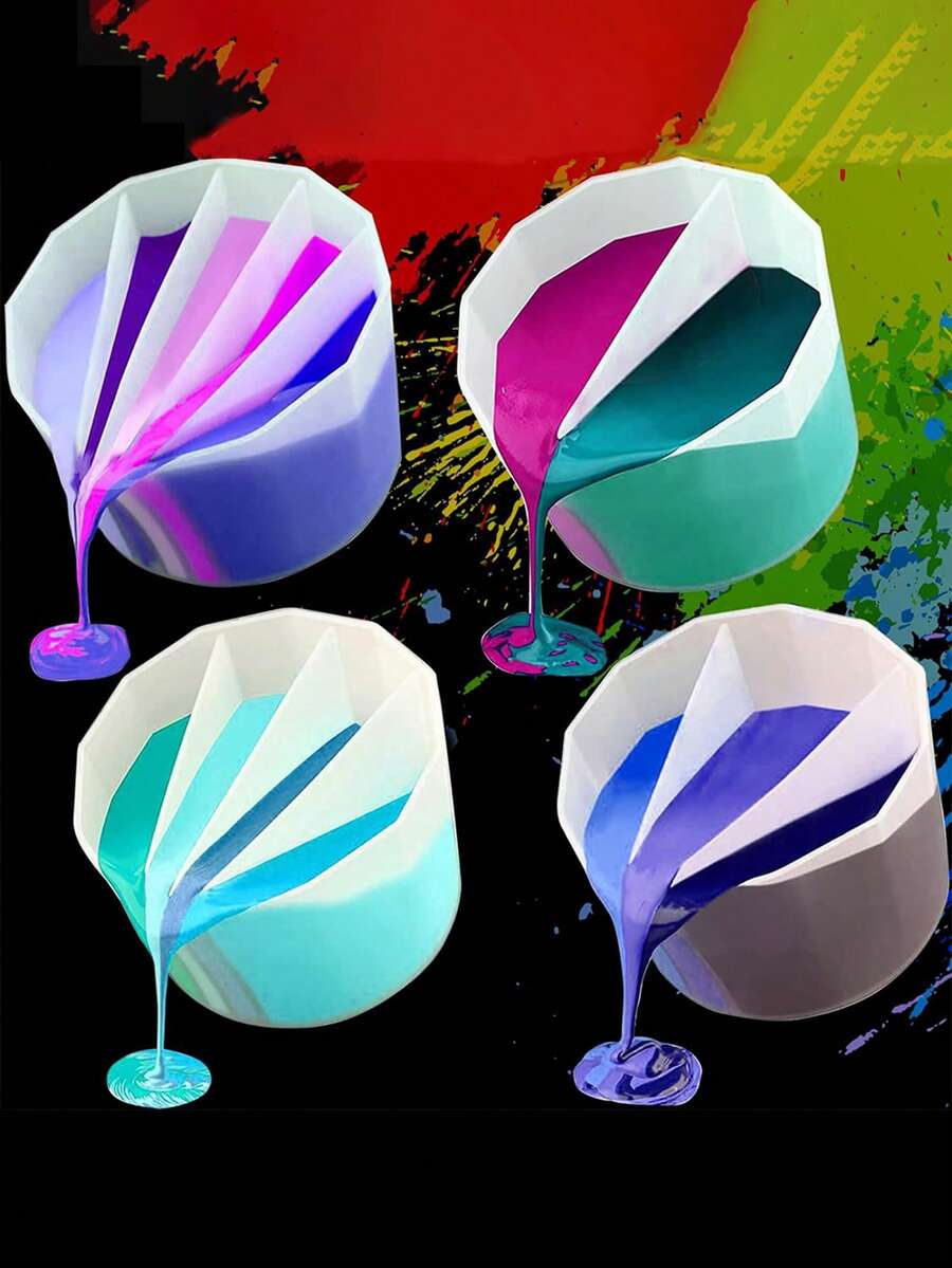 4 copos de silicone com divisórias, copos grossos reutilizáveis e à prova de derramamento com 2 a 5 compartimentos, brancos