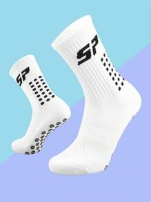 FLSHMCEN 1 par de calcetines deportivos para hombre para fútbol, baloncesto y otros deportes con almohadillas antideslizantes y sujetadores
