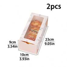 2pcs/4pcs Simple Ins Style Cake Boxes With Transparent Window & Drawer, Cake Roll Towel Packaging Bakery Dessert Boxes, Gifts & Takeout Boxes For Dessert Shop, Birthday Gifts, Large Capacity - Multicolor - View 15
