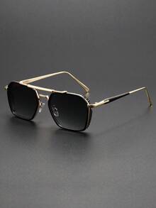 1 件男士复古方形框架时尚眼镜 - 多色 - 查看 2