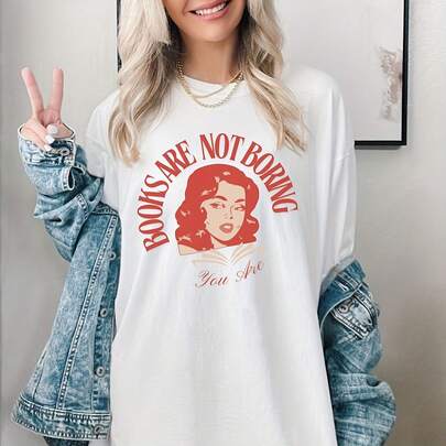 Camiseta "Los libros no son aburridos, eres atrevida" para amantes de los libros, regalo vintage retro para amantes de los libros, regalo para lector, artículos de biblioteca.La camiseta de 220 gramos es la base universal para hombres y mujeres, proporcionando comodidad real y excelente durabilidad. El diseño es adecuado para todo tipo de usuarios, independientemente del género o el estilo. Utiliza tejidos resistentes al desgaste y de alta calidad, adecuados para cualquier uso diario, con tacto suave y durabilidad. Excelente ventilación y comodidad exclusivas para mujeres, con combinación de otoño e invierno, pretensión de grado o ropa temática festiva. Una variedad de artículos para satisfacer las necesidades de varias ocasiones.