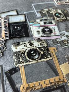 90-Count Mixed Material Decorative Papers, Vintage Hollow Camera DIY Scrapbooking Supplies,School Supplies,Back To School - one-size - View 3