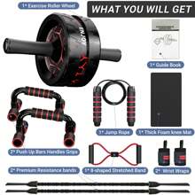 6IN1 Ab Roller Wheel, Ab Exercise Wheels Kit With Ab Roller, Resistance Bands, Knee Mat, Jump Rope, Push-Up Bar