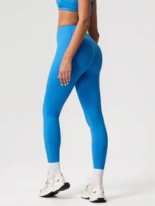 Sodalemon Women Solid Color Simple Design Yoga Pants Tight Fitness Outdoor Training Sport Leggings Spring - Blue - View 6