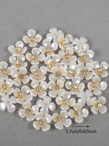 50pcs/Pack, 14mm 5-Petal Purple Redbud Flower, Gold Base Claw Crystal Resin Flower, Pearls Without Hole For Garment Decorations