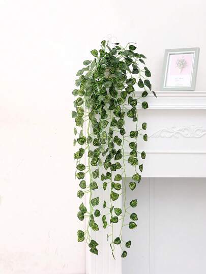 2 piezas de hojas artificiales de sandía, hojas de batata, hojas de manzana silvestre para colgar en la pared, plantas colgantes artificiales, plantas sin maceta, plantas simuladas, guirnaldas de hiedra artificial. Se pueden usar para decoración exterior, decoración del hogar, decoración de habitaciones, decoración de dormitorios, decoración de salas de estar, decoración de paredes, decoración de jardines y decoración de macetas.