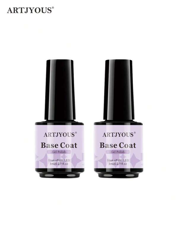 2PCS 8ml Gel Polish Gel No Wipe Base Coat, For Gel Nail Polish Soak Off LED Nail Lamp Gel Base Coat Upgraded Formula Long-Lasting DIY Home And Nail Salon