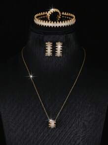 Set di gioielli da donna composto da 4 pezzi: pendente, orecchini, braccialetto e anello, con zirconia e motivo cielo stellato, accessori di alta qualità e