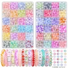 360pcs/480pcs Two-Color Gradient Crystal Imitation Jade Glass Round Beads Beaded Bracelet Making Kit For DIY Bracelets, Necklaces, Earrings, Crafts Beading Kits, Suitable For Beginners (Random Colors)