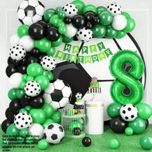 Set de baloane cu arc de fotbal, include coroană de fotbal și 18 baloane numerice, baloane din folie cu numărul verde 18, decor tematic de fotbal pentru petrecerea de 18 ani, petrecere de fotbal, baloane de fotbal, aniversare de fotbal