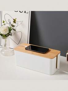 电缆管理盒 | 电源板整理器 | 电线整理器 | 隐藏电视、电脑和办公桌上的电源板和电线 | 保护宠物。电源板电涌保护器电线管理盖适用于桌面、家庭、办公室、厨房，非常适合返校季。 - 彩色 - 查看 5