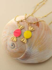 1 pieza Collar con colgante de caramelo de color dopamina, adecuado para uso diario por niñas en verano, vacaciones y fiestas en la playa