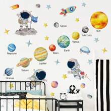 1PC Cosmic Planet Astronaut Wallpaper Can Be Used In Bathrooms, Bedrooms, Living Rooms And Other Places. It Is Convenient To Use And Does Not Damage The Wall