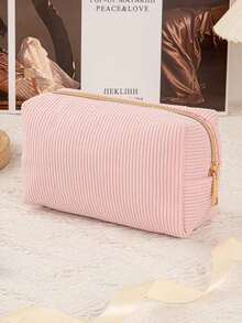 Large Capacity Corduroy Pencil Case, Simple Solid Color Pencil Bag, Basic Stationery Item For Student Supplies Storage, Essential Back To School Organizer,School Supplies,Pencil Pouch,School Bag - Multicolor - View 11