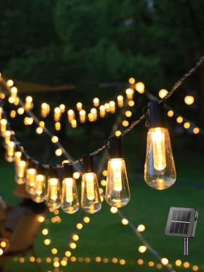 1 件 LED 太阳能透明灯泡串灯，南瓜太阳能户外照明灯串，8 种照明模式，悬挂装饰照明，适用于花园、阳台、庭院、草坪、走廊、栅栏；婚礼节日派对氛围装饰灯串，户外露营帐篷灯