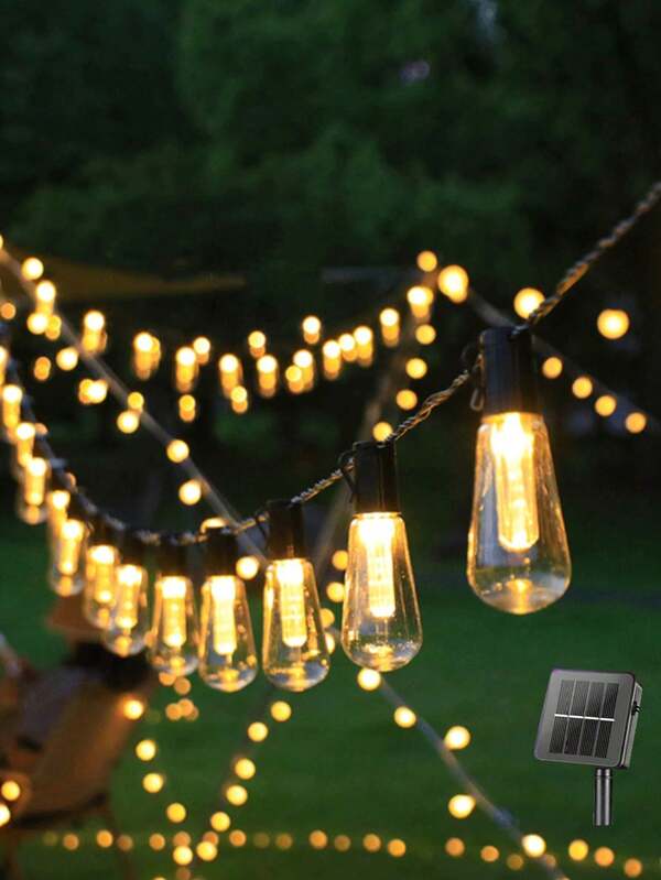 1pc LED Solar Powered Transparent Bulb String Light, Pumpkin Solar Outdoor Lighting String, 8 Lighting Modes, Hanging Decor Lighting For Garden, Balcony, Yard, Lawn, Corridor, Fence; Wedding Holiday Party Atmosphere Decoration String Lights, Outdoor Camping Tent Light