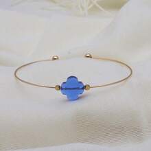 1 件女士时尚幸运花天然石不锈钢手镯，情人节、母亲节、妈妈、母亲、母亲节、礼物的日常佩戴礼物