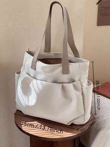 Personalized Embroidery Nylon Shoulder Bag, Simple Fashion Handbag, Multifunctional Commuter Large Capacity Handbag - Multicolor - View 3