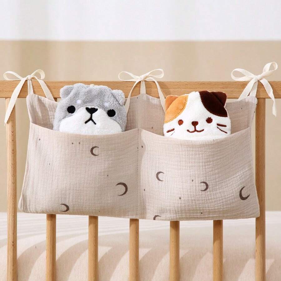 2 口袋悬挂式床边婴儿尿布收纳袋，婴儿床储物袋，床边储物袋，2 口袋悬挂式床边尿布收纳袋，适用于婴儿车